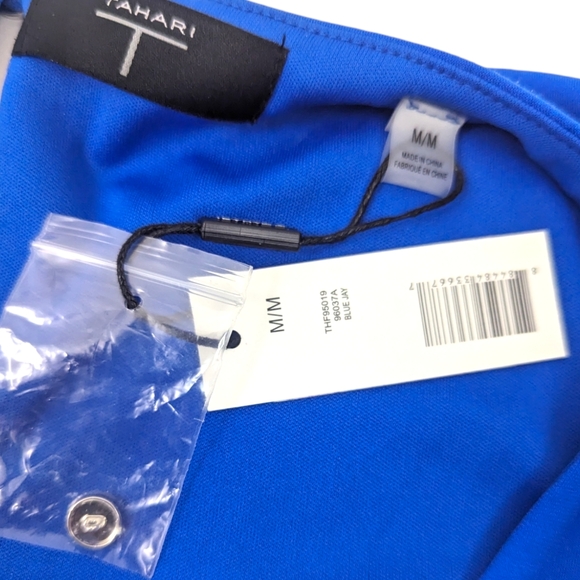Tahari Lace Up Stretch Sheath Dress Womens Medium NEW Blue Career Work Dress - Picture 13 of 13